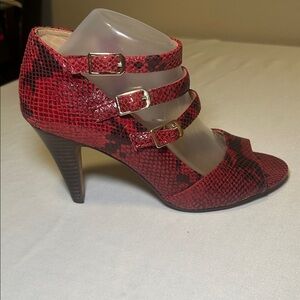 ISOLA Strappy Snake Burgundy Leather Heels Women’s Size 10
